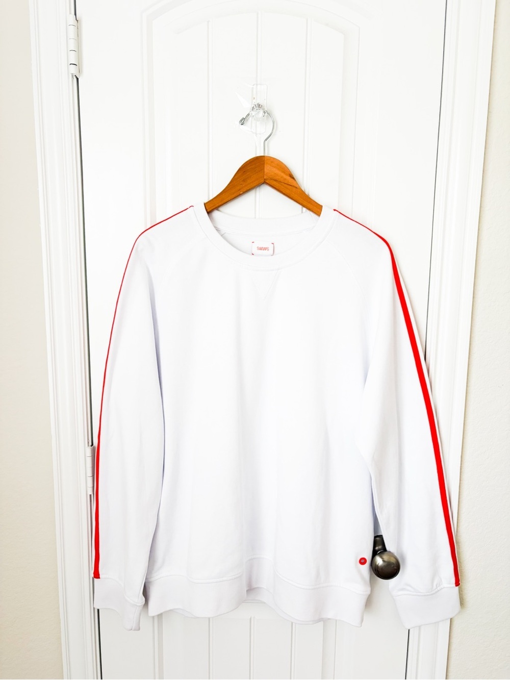 SWIMS Men’s Sweatshirt White Orange Stripes Size Large
